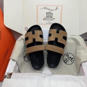 Hermès Chypre Goatskin Velcro Slippers